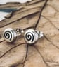 Recycled Sterling Silver Spiral Stud Earrings: Stud