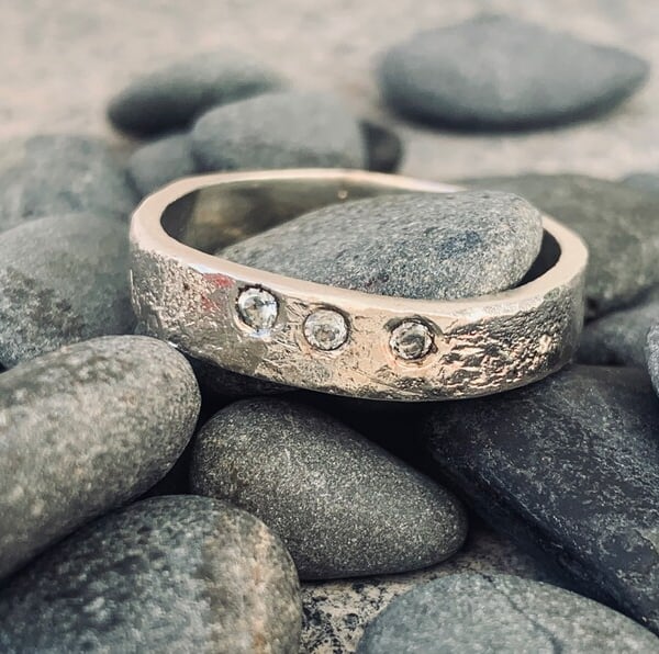 STERLING SILVER textured Topaz ring, Handmade Urban Jewellery