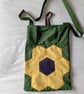 Peg bag with shoulder strap & other hooks. Green with patchwork sunflower  - Image 4