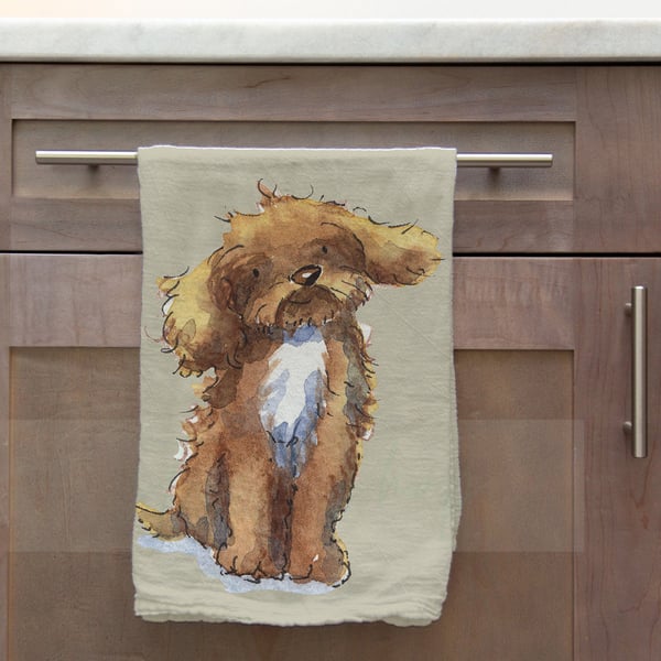 Cockapoo Brown & White Tea Towel