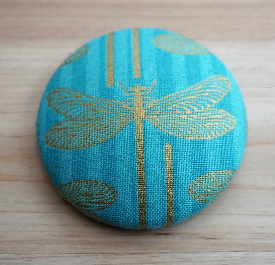 SALE Large Dragonfly Fabric Badge Brooch