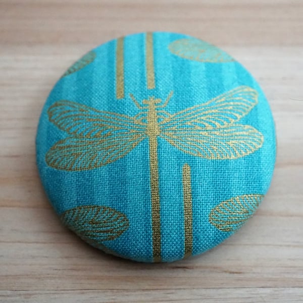 SALE Large Dragonfly Fabric Badge Brooch