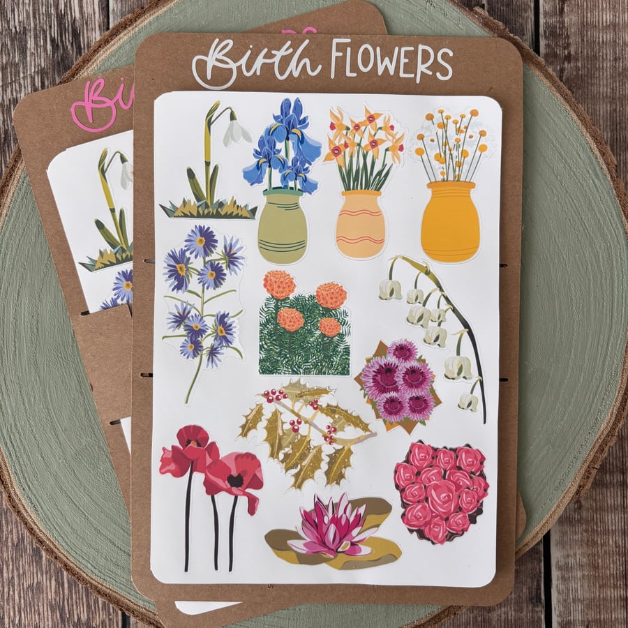 Stickers, Flower Sticker Sheet, Homebody, Introverts, Journalling, Scrapbooking,