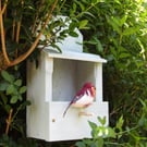 Wooden Robin Nest Box Shelf Light Green Colour Rustic Wild Bird Nesting House