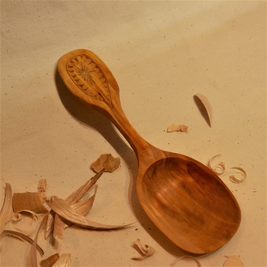 Handcarved Birch cooking scoop