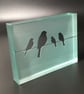 Birds on a Wire Glass Block - Image 1