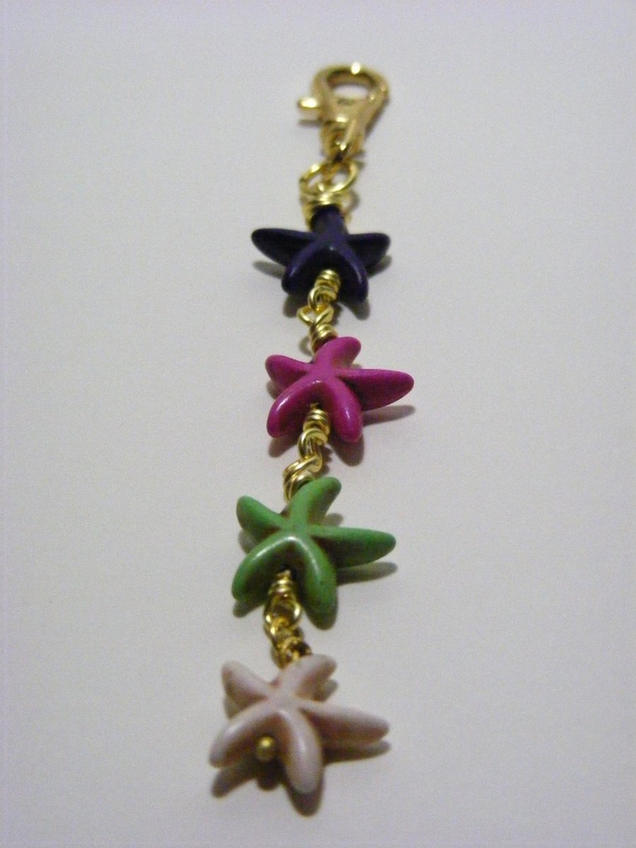 Multi Colour Magnesite Starfish Bag Charm