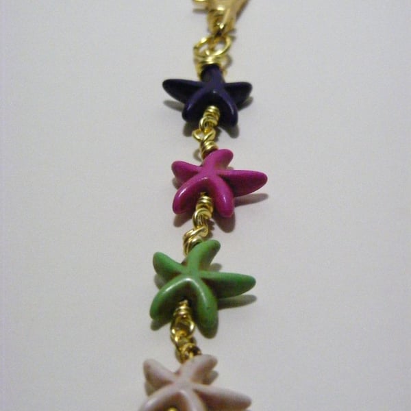 Multi Colour Magnesite Starfish Bag Charm