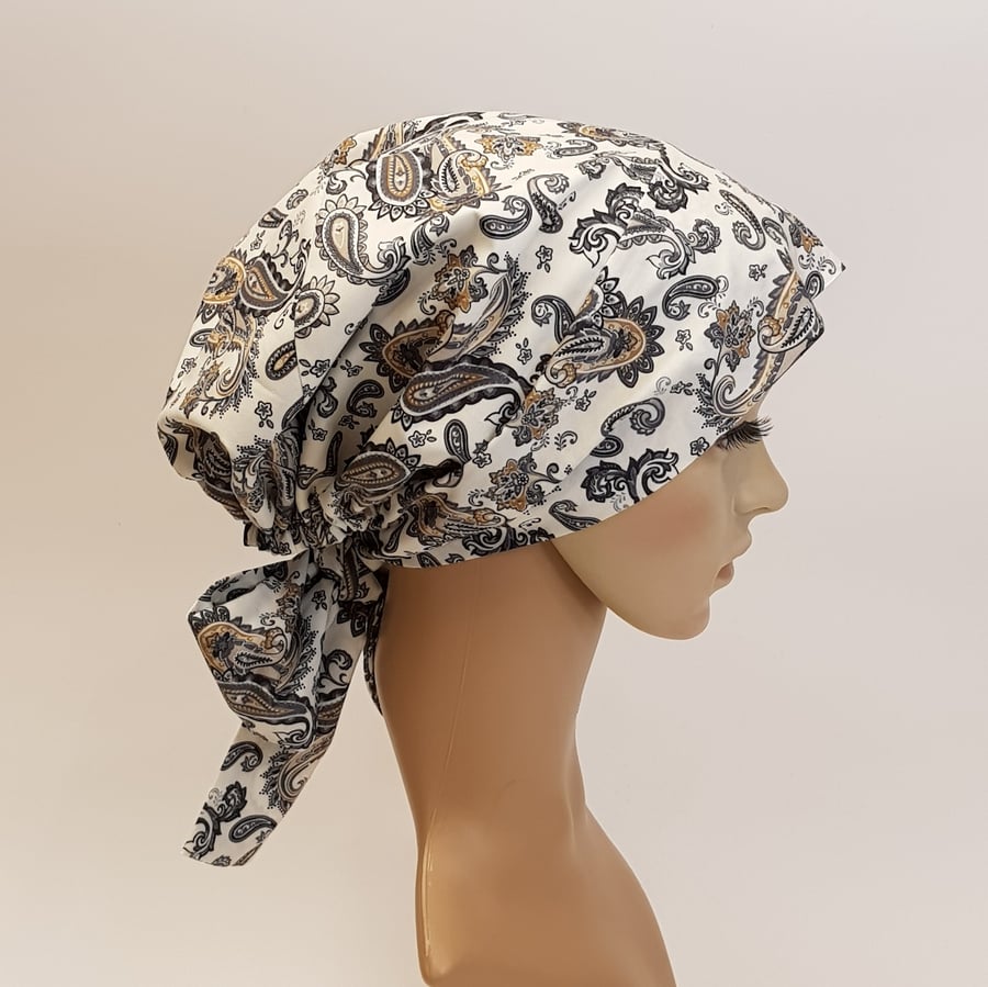 Nurse head covering, lined cotton head wear, tichel, head snood