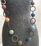 Rainbow lava bead necklace, Copper jewellery, Long multicoloured necklace - Image 6