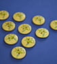15mm Wooden Floral Buttons Natural Wood 10pk Flowers Blue Vase (SNF2) - Image 1