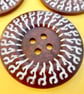 6cm Raised Edge  BROWN Patterned Large Wood  Buttons TREE pattern - Image 2