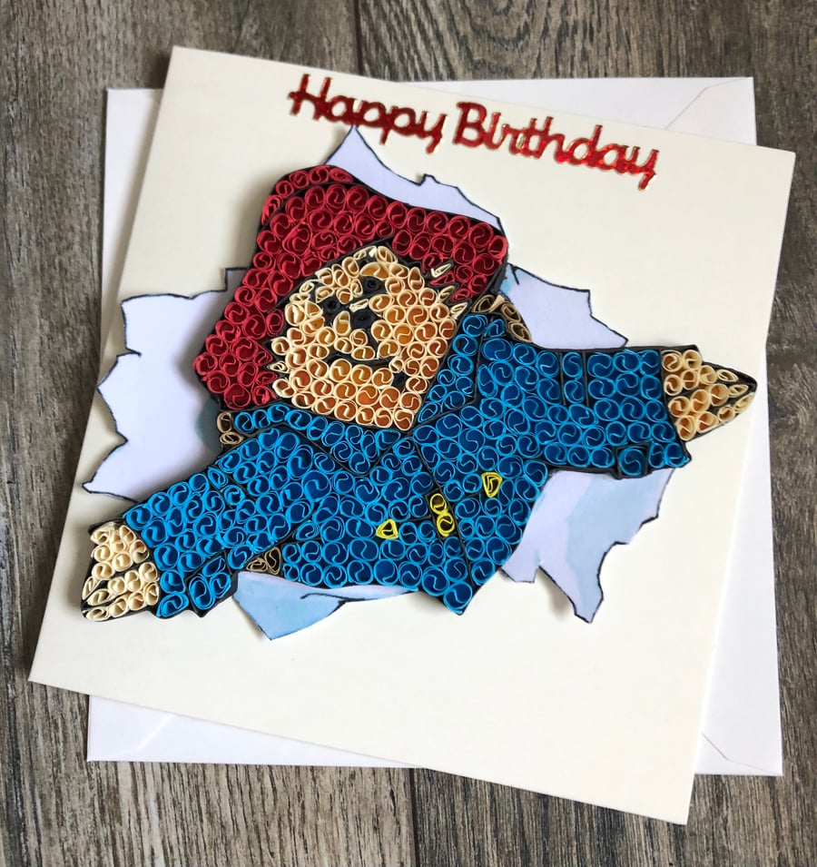 Stunning handmade quilled Paddington Card