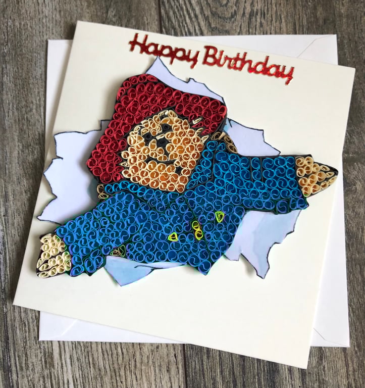 Stunning handmade quilled Paddington Card
