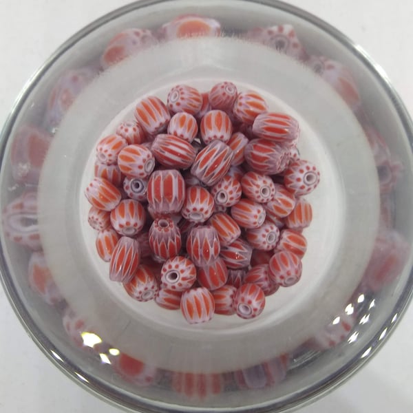 Small Ceramic Chevron Beads 5mm x 3mm (20) Red