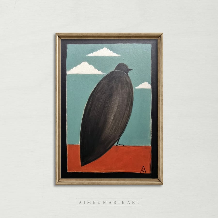 Bird Illustration Painting (Unframed) Original Art - Childrens Nursery Decor