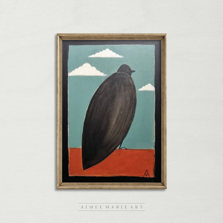 Bird Illustration Painting (Unframed) Original Art - Childrens Nursery Decor