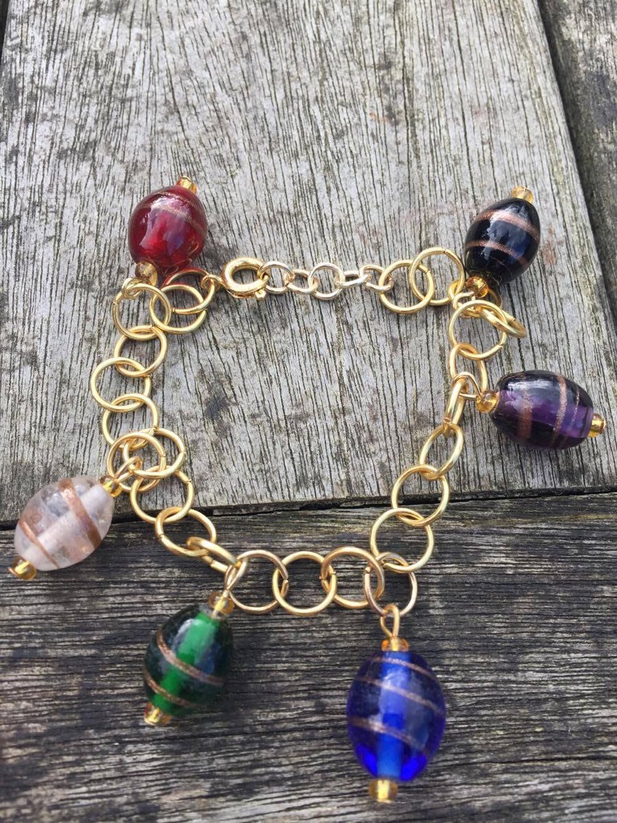 Rainbow glass bead bracelet