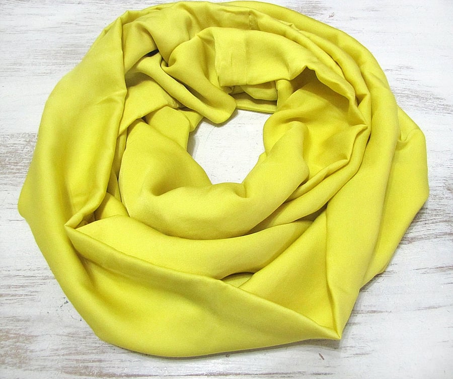 Light green infinity scarf unisex thin soft shawls loop scarf silky casual shawl