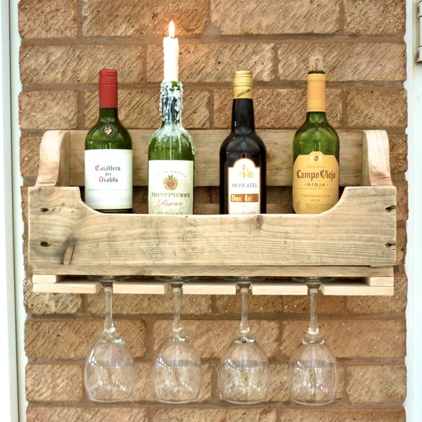 Rustic Wooden Wine Rack - Natural