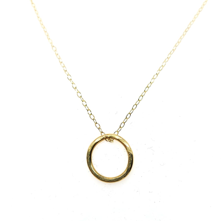Handmade yellow gold plated open circle pendant - 2 sizes