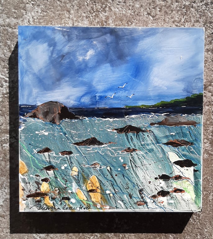 Ocean Flow. Sea Painting. Mixed Media. Ready to Hang