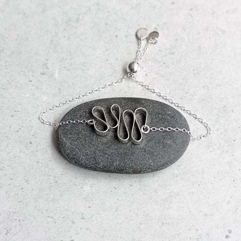 Sterling Silver Wire Ribbon Bracelet - Handcrafted Flat Wire Jewellery