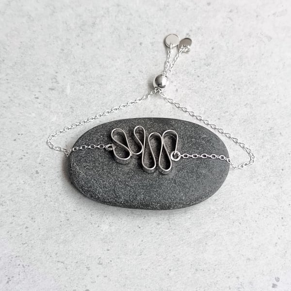Sterling Silver Wire Ribbon Bracelet - Handcrafted Flat Wire Jewellery
