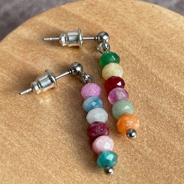 Hypoallergenic beaded earrings, colourful jewellery, gift for her