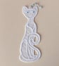 Cat Bookmark, embroidered lace - Image 7