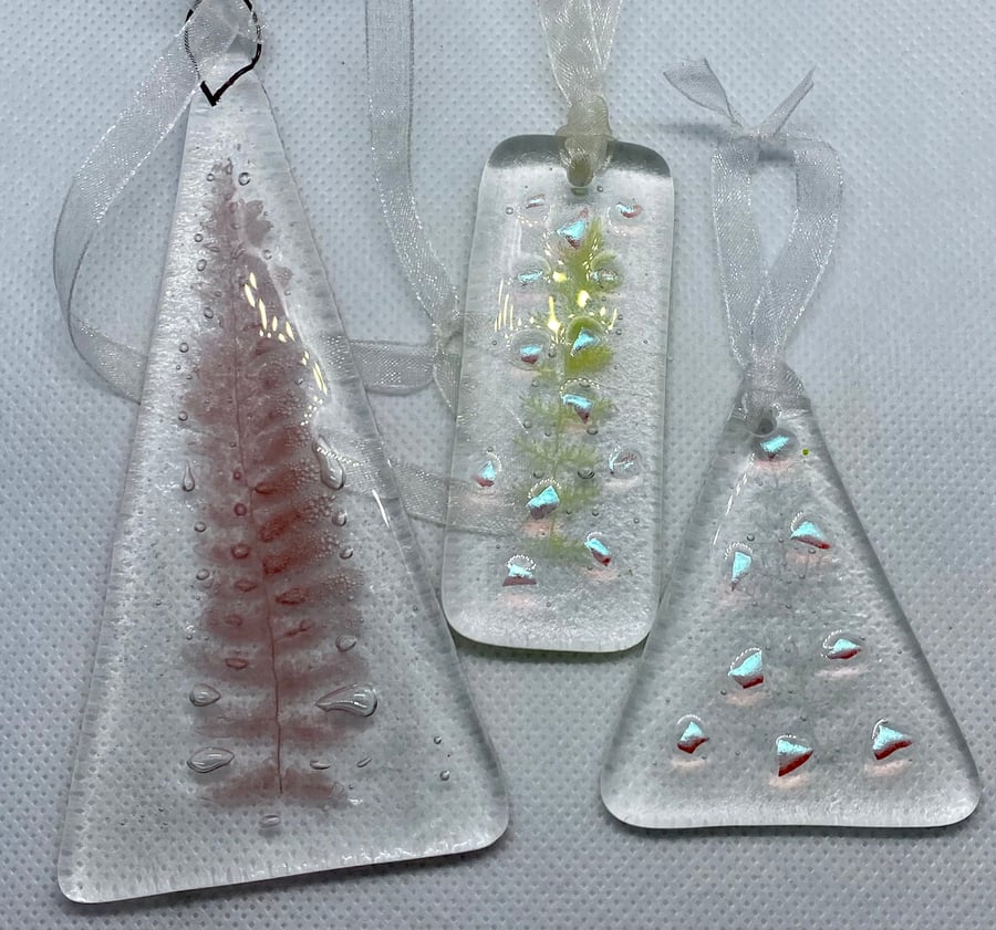 Fused glass fossil vitra hanging decoration