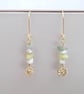 Flower drop earrings Gold Plated Daisy Green jade, White jasper, Yellow  - Image 4