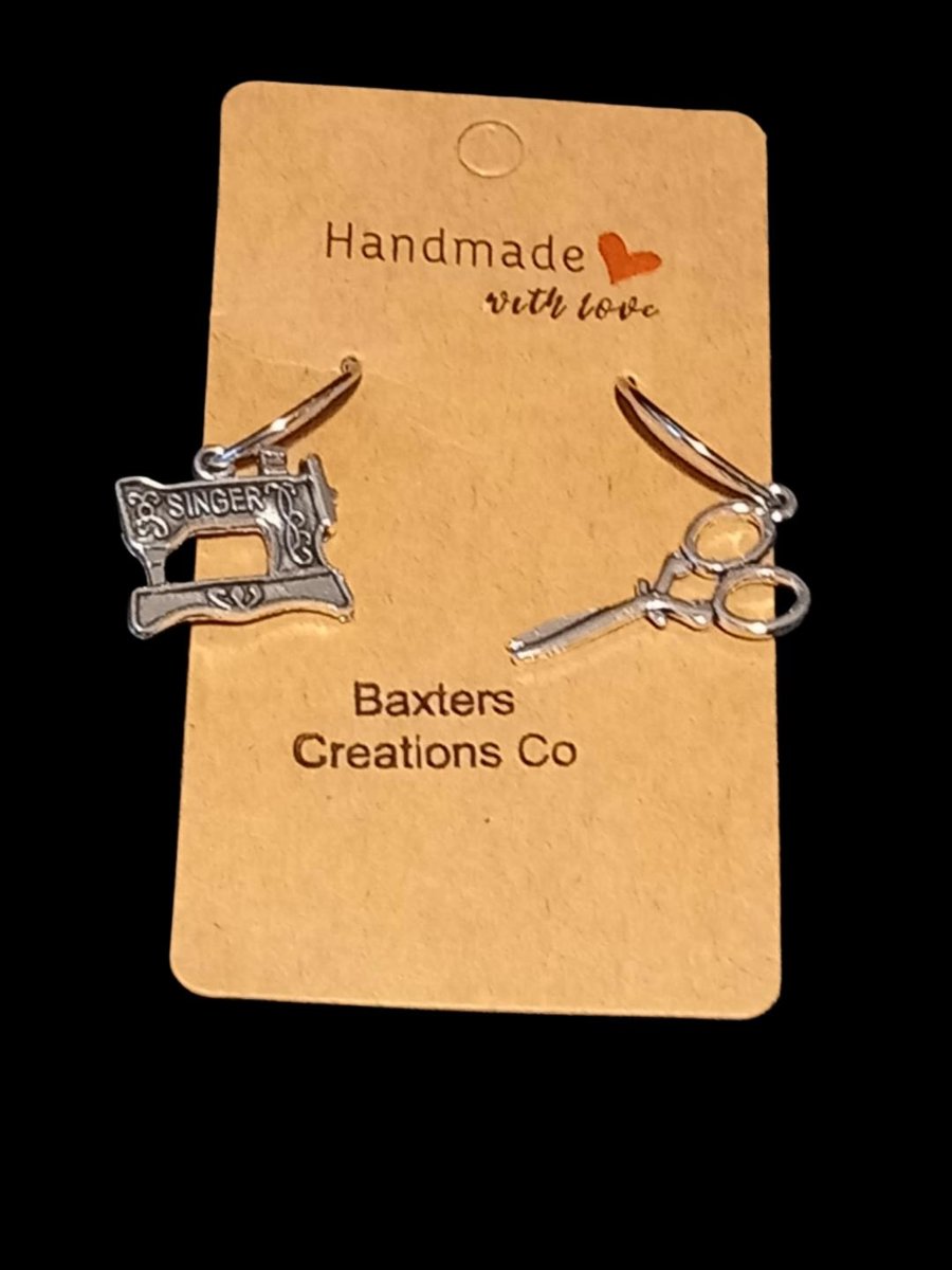 Sewing Earrings Stainless Steel Drop Dangly earrings OOAK