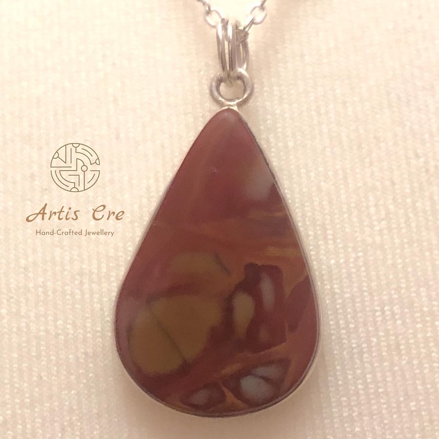 Noreena Jasper Sterling Silver pendant 20” satellite chain unique rare