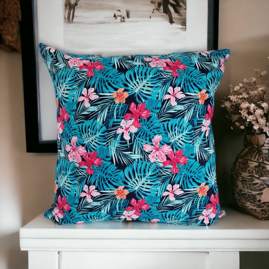 Tropical Leaf Fuchsia Cushion Cover 40 x 40 cms