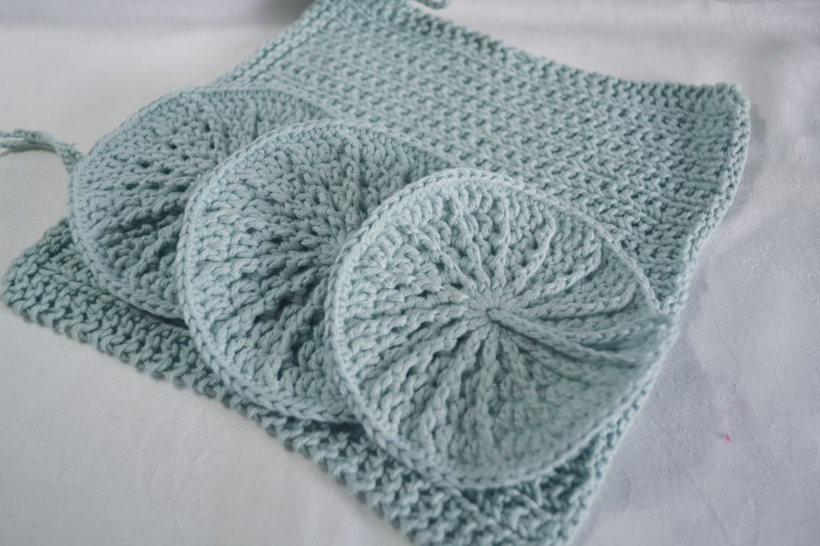 Set of 1 Small Washcloth 3 Makeup Remover Pads Pale Blue 100% Cotton