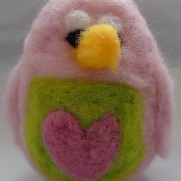 Seconds Sunday - Pink Needle Felted Bird (Large)