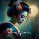 PRINTABLE Art, The Geishas series,  Midnight Geisha, Original Printable Art,