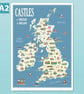Castles of Britain and Ireland map poster A2 - Image 1