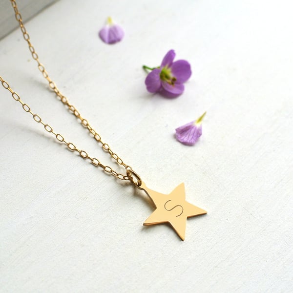 Personalised Gold Little Star Initial Necklace, Valentine's Day gift