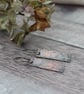Copper Floral Pattern Rectangle Drop Earrings, gift for her, - Image 2