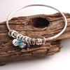 Every Day is New Sterling Silver Bangle with Hand Made Charms