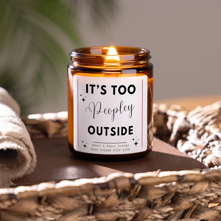 Too Peopley Outside Funny Book Candle, Funny Introvert Birthday Gift