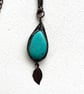 Wire Wrapped Pendant Necklace in Oxidised Copper and Turquoise - Image 4