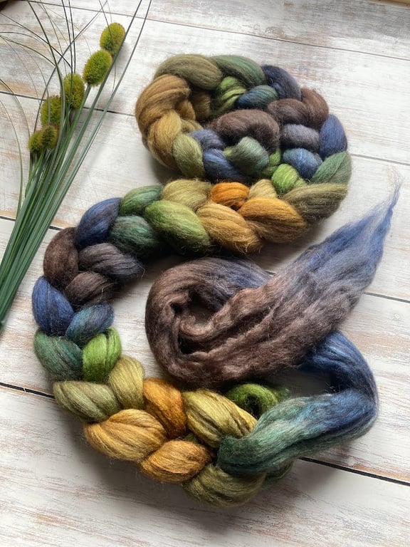 Polwarth, Llama & Tussah Silk Fibre 100g The Greenwood