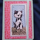 Quirky art, whimsical A6 lined hand decorated quirky cats  journal  notebook