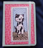 Quirky art, whimsical A6 lined hand decorated quirky cats  journal  notebook