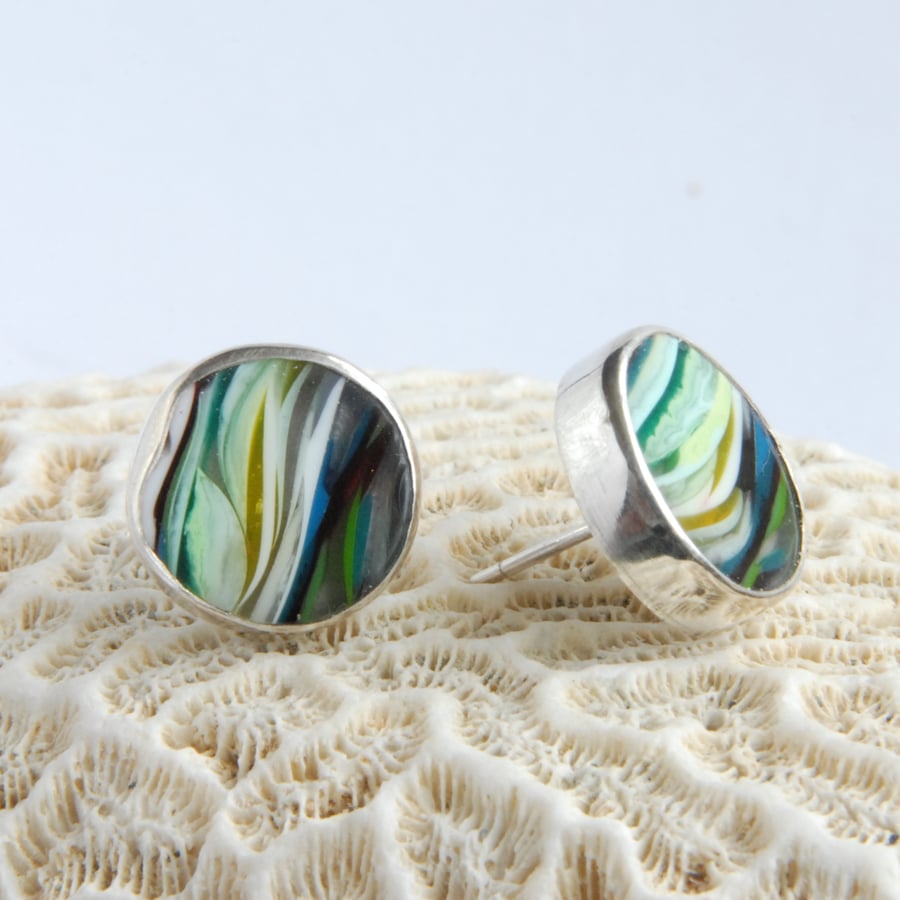 pastel swirly surfite stud earrings