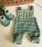 Baby Boy's Rompers & Matching Booties Set Hand Knitted  0-3 months size - Image 8