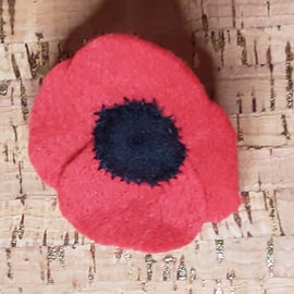 Remembrance Day Poppy Red Felt Brooch, Small.